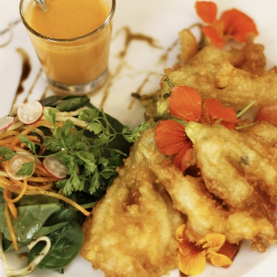 Recette fleurs de courgette et langoustine